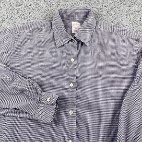 Brooks Brothers Tops - Brooks Brothers Shirt Womens 8 Blue Micro Check Cotton Button Up Classic Preppy